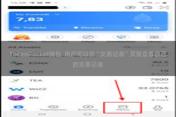 TokenPocket钱包  用户可以在“交易记录”页面查看自己的交易记录